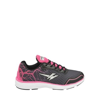 Black/pink 'Vallis' ladies lace up trainers